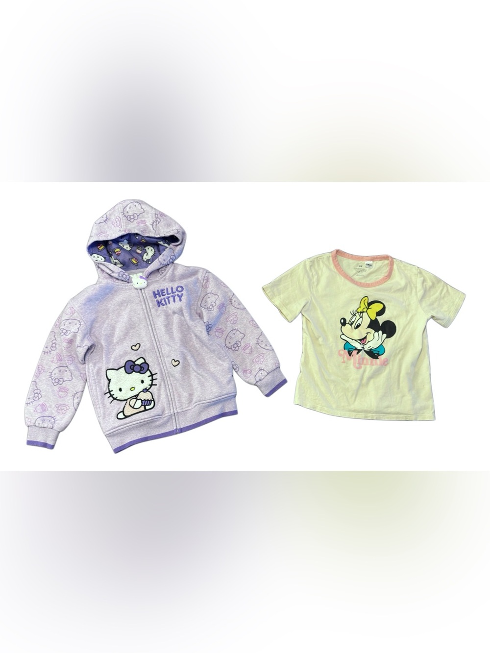 Girls 6 6X Hello Kitty Hoodie & Disney Minnie Mouse Tee Lot